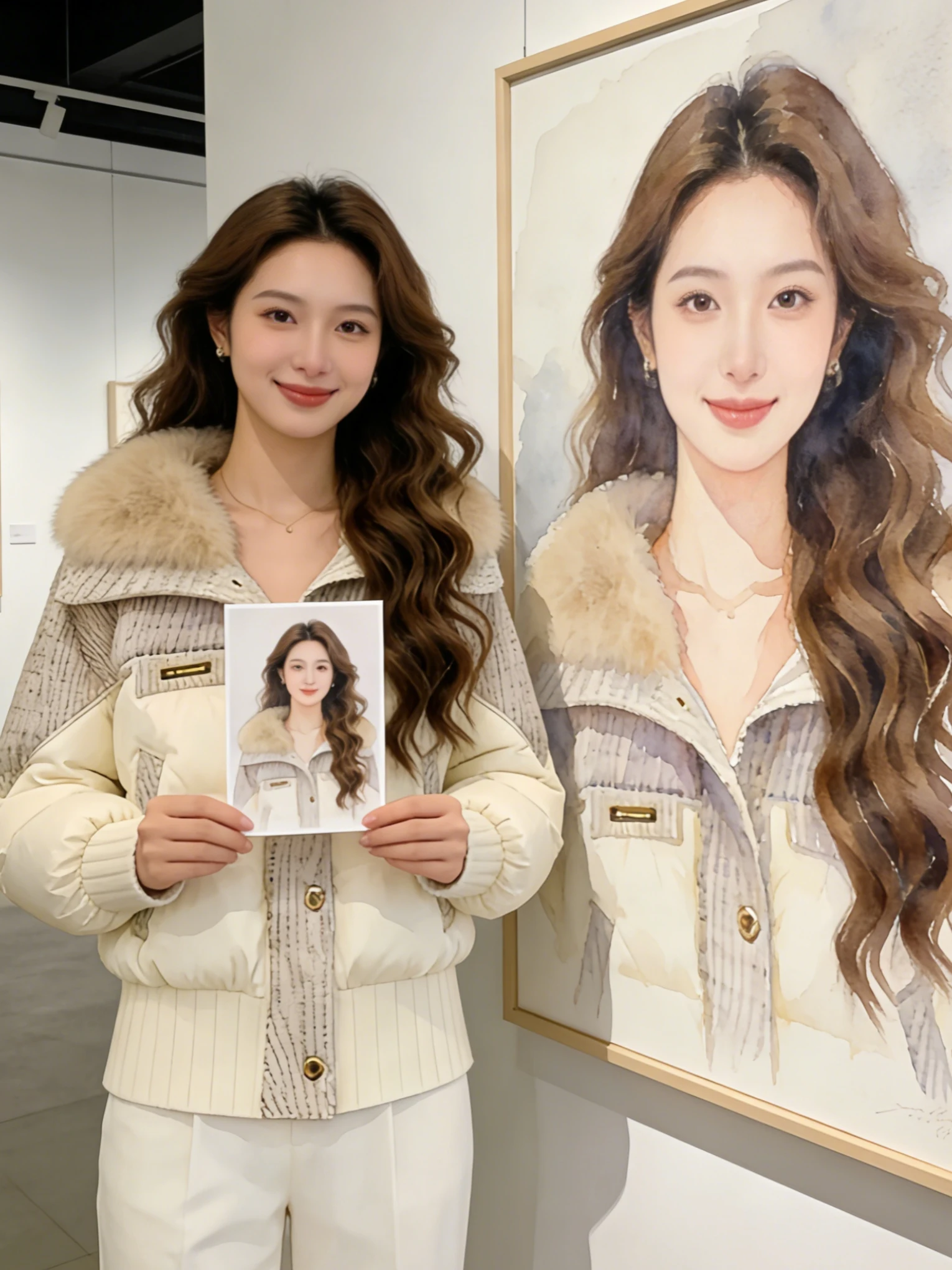 

Женская пуховая хлопковая куртка Design Sensation с большим меховым воротником, цветная зимняя верхняя одежда, свободная посадка в Корейском стиле