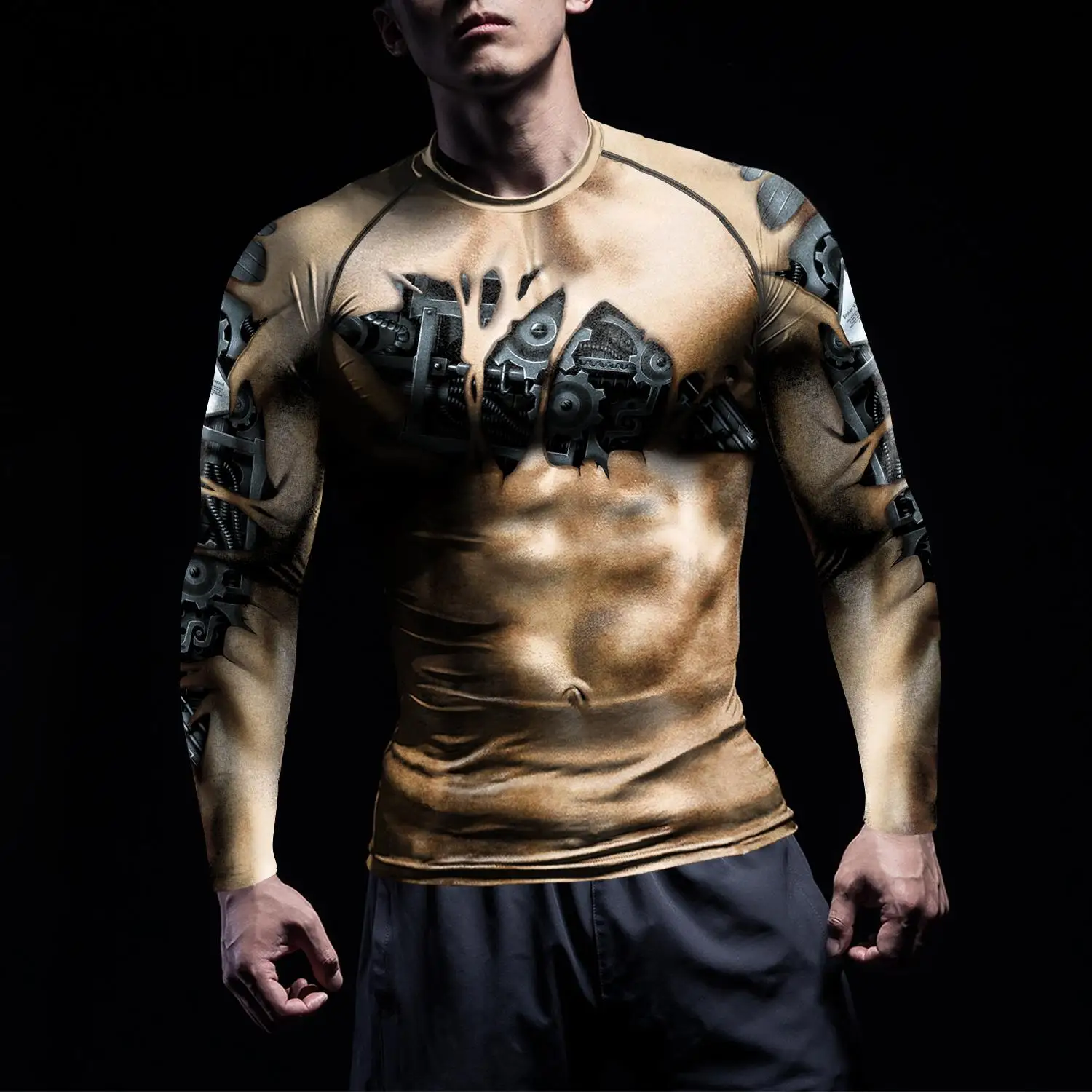 Zawaland Men T-Shirt Fashion Mechanical Muscles 3D Printed T Shirt Tops Short Sleeve Clothes Casual Tee Shirt Streetwear