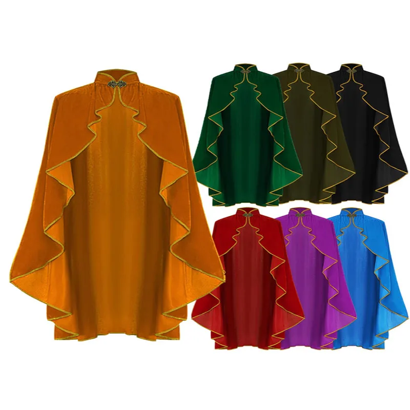 

Men's Velvet Cloak with Hood, Renaissance Medieval Hooded Cloak for Women, Halloween Hood Cape with Metal Loop Clasp