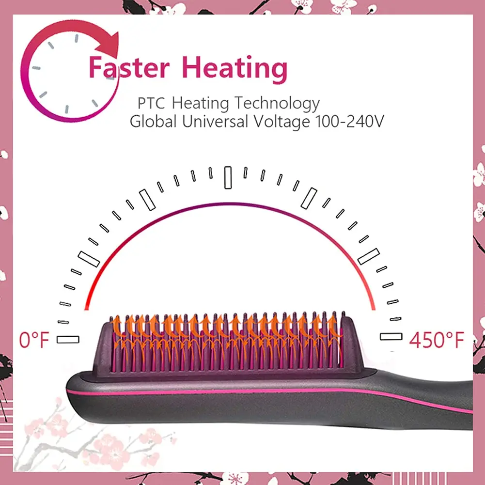 Fer à lisser professionnel LCD, brosse, outils pour cheveux, peigne à lisser, support de peigne, lisseur et bigoudi pour cheveux secs