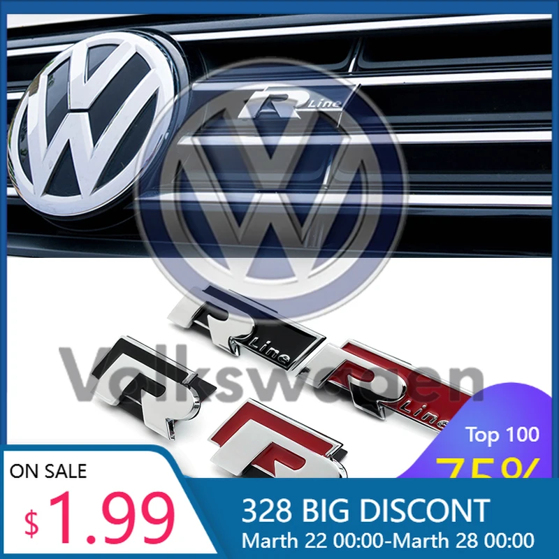 

For VW Volkswagen Jetta MK5 Golf 3D Metal Badge Body Sticker Front Grill Trunk Auto Emblem For Volkswagen VW R-line R GTI Polo G
