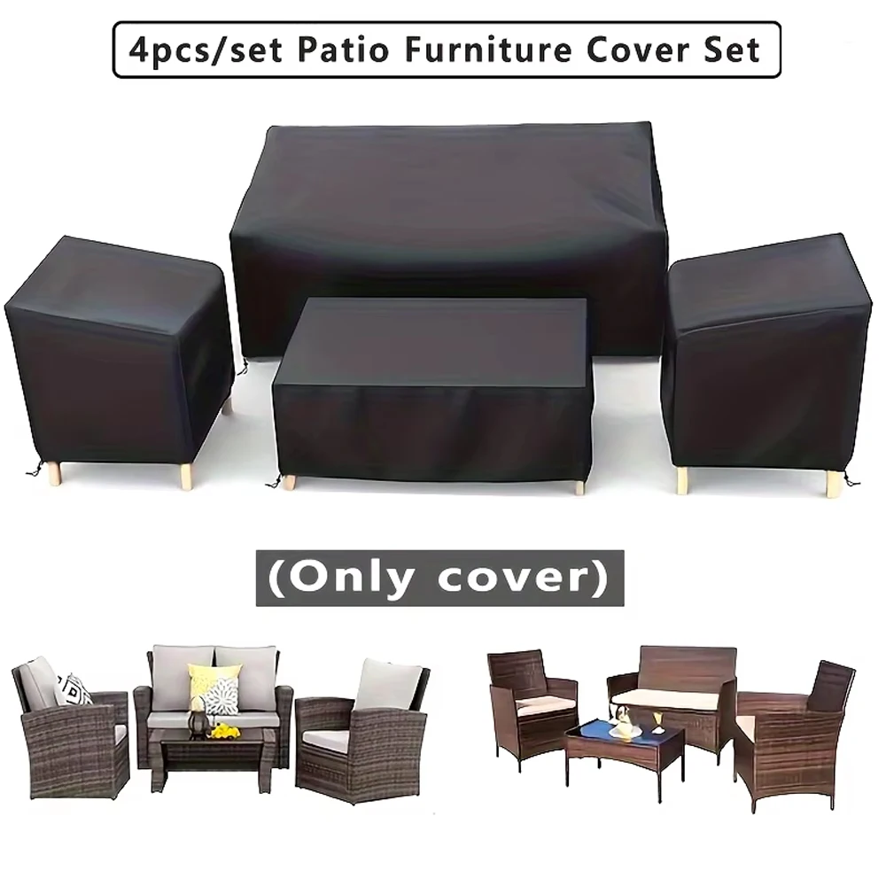 

4 шт. чехлы для уличной мебели, водонепроницаемые, чехлы для мебели для патио из 4 предметов, набор для бесед на открытом воздухе для патио