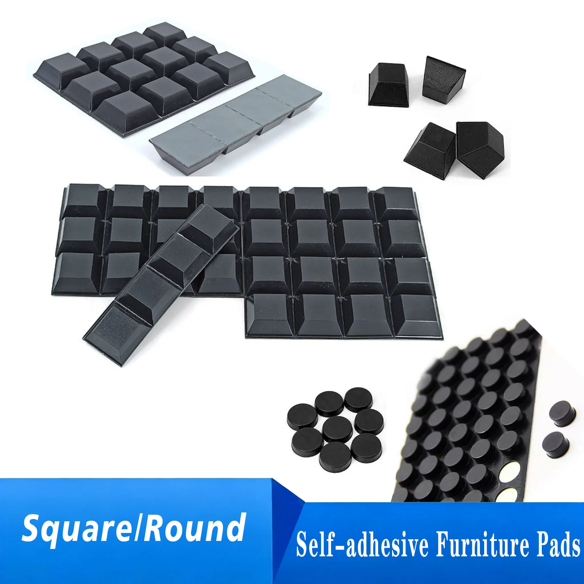 3-100Pcs Square/Round Furniture Table Chairs Self-adhesive Shock Absorber Pad Protector Cover Rubber Non Slip Silicone Feet Pads