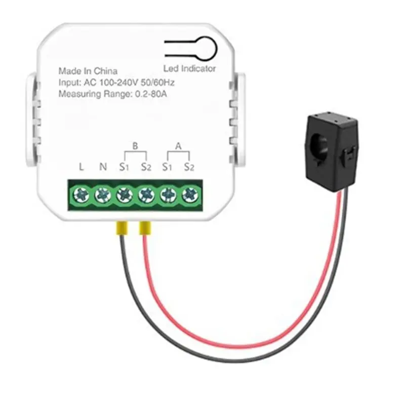 Smart Portable Real-Time Electricity Usage Monitoring For Household For Smart Life/TUYA APP 1-Channel Wifi Power Meter 80A