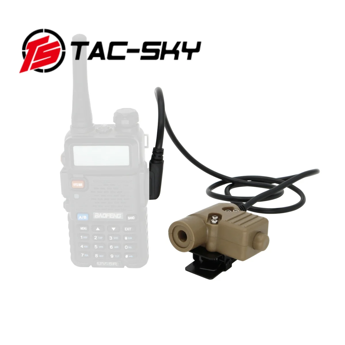 

TS TAC-SKY Tactical PTT Adapter U94 PTT Compatible KENWOOD Plug Walkie Talkie For EARMOR COMTA SORDIN AMP Headset Sand Color