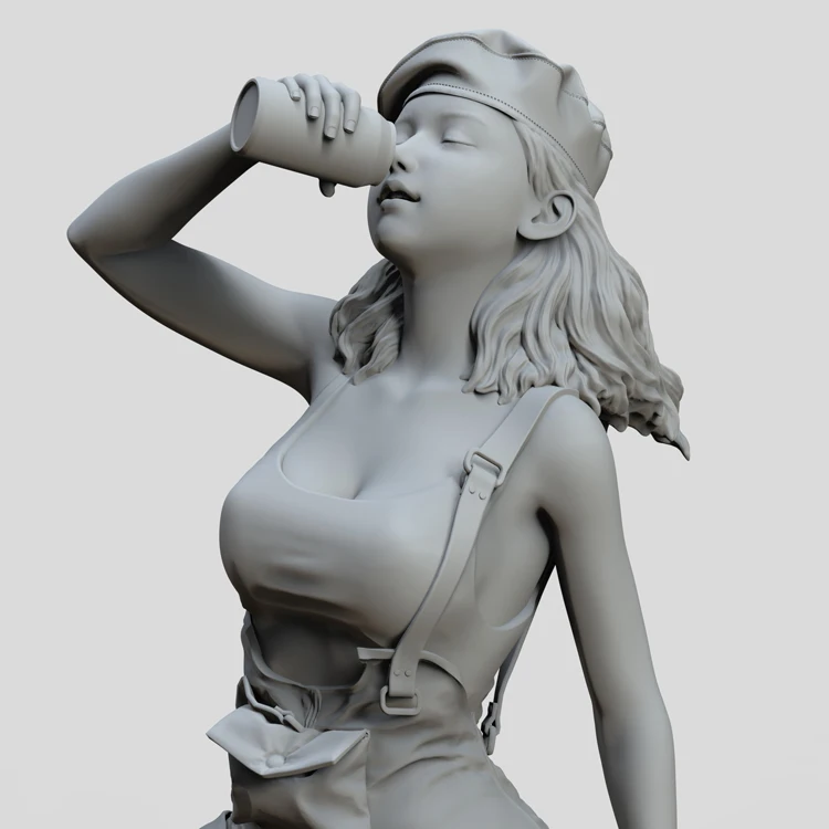 OceanCosmos miniatures, Original, car maintenance girl, industrial, Car waste tires, sexy, Resin unpainted Model kit figure GK