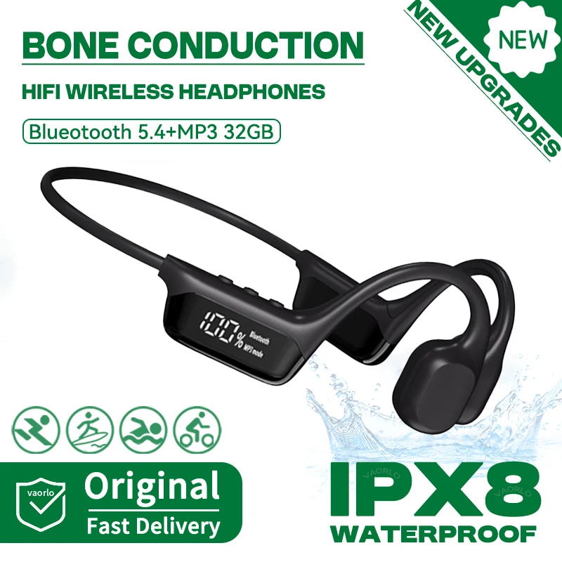 S10 Bluetooth 5.4 Echte beengeleiding hoofdtelefoon HIFI muziekheadset 32 GB MP3-speler LED digitaal display IPX8 Waterdicht om te zwemmen - afbeelding 1