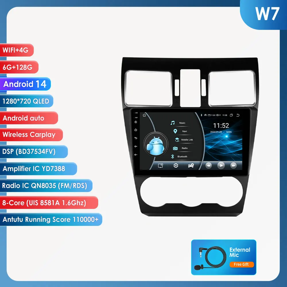 Android 15 videospeler, autoradio, geschikt voor Subaru WRX en STI 2016-2018, Forester, XV Crosstrek 2016-2017, Impreza 2015-2016. Ondersteunt bediening via het stuurwiel, originele Harman