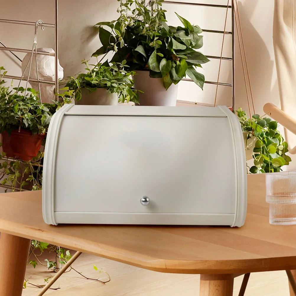 Roll Top Bread Box Metal Storage Bin with Cover for Kitchen Countertop Bread Storage Organizer Farmhouse Style Container