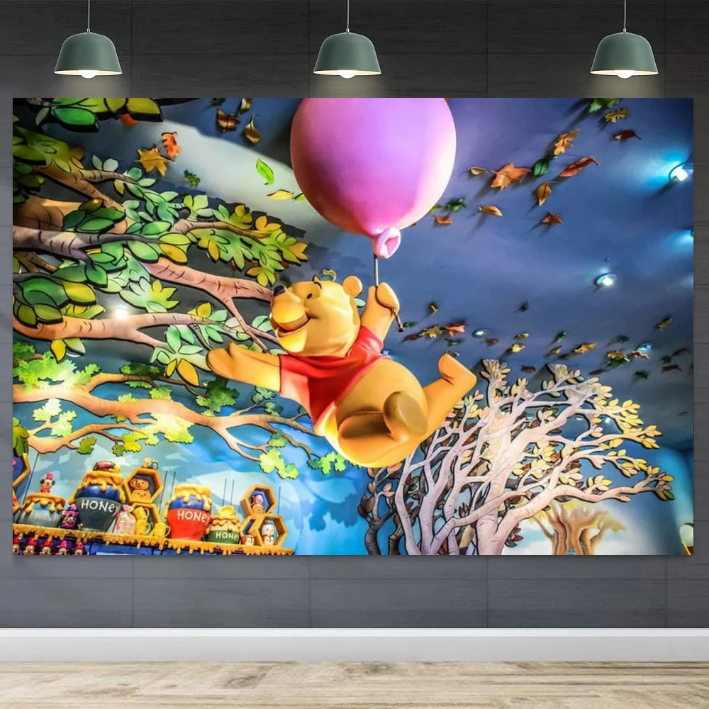 写真撮影の背景くまのプーさんバナーベビーショー子供ハッピーバースデーパーティー背景寝室の装飾カスタマイズすることができます