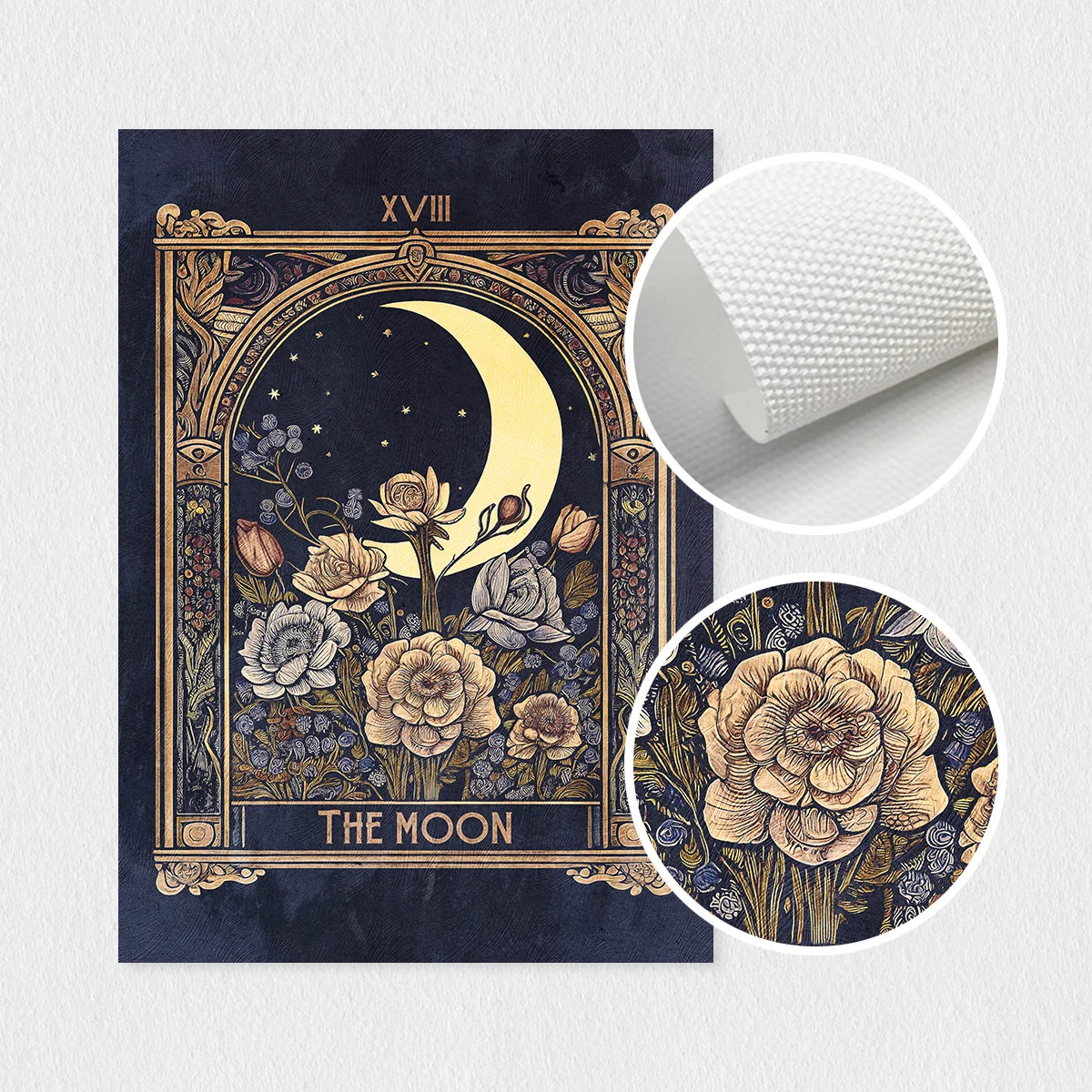 Set of 3 Vintage Tarot Cards with Sun, Moon, and Stars Wall Art Canvas, Tarot Card Prints, Tarot Poster, Mystical Wall Art, Tarot Card Home Decor, Tarot Wall Art, Astrology Divination Print Art Poster, Wall Decoration, Living Room Gift, Bedroom Office Decor, Unframed