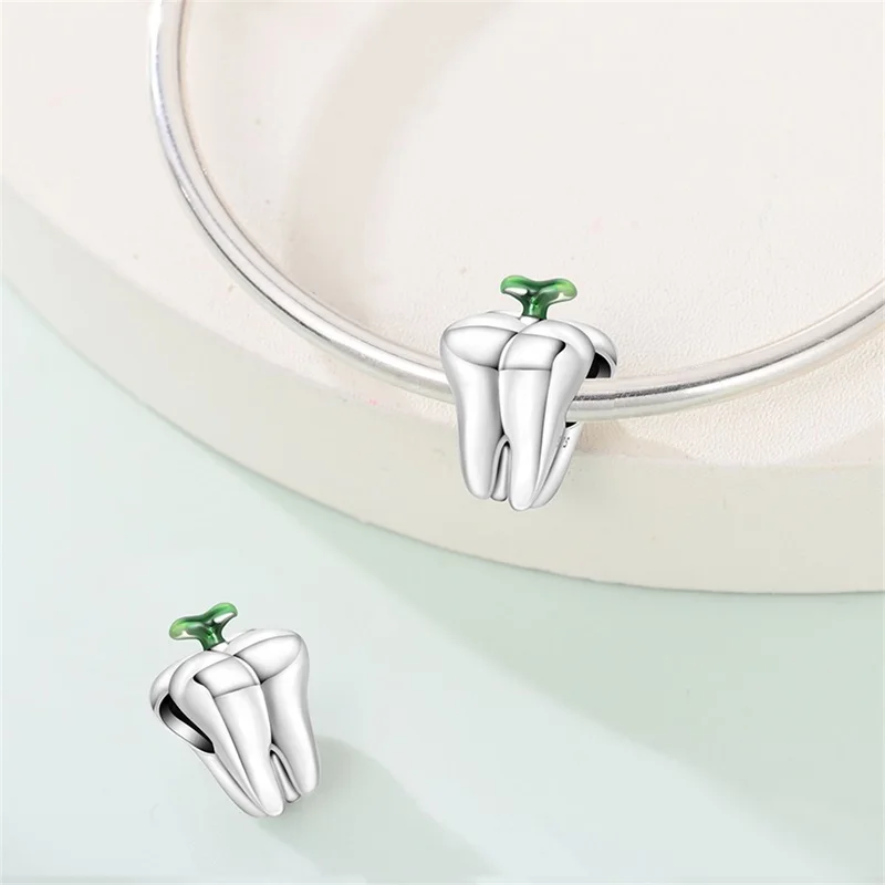 

925 Sterling Silver New Tooth Beads Sparkling CZ Zircon Charms Fit Original Bracelet DIY For Women Cute Party Jewelry Gifts