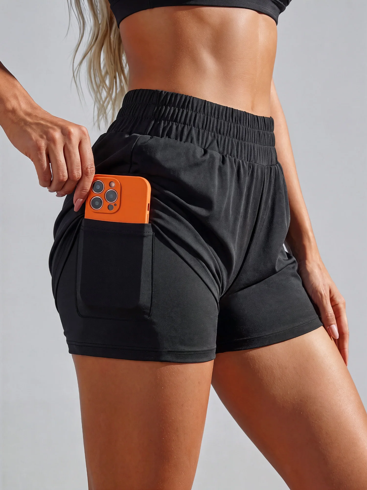 Cloud Soft Indoor Loungewear Shorts, Layered Anti-Exposure Design with Phone Pocket for Household Rest & Night Walks