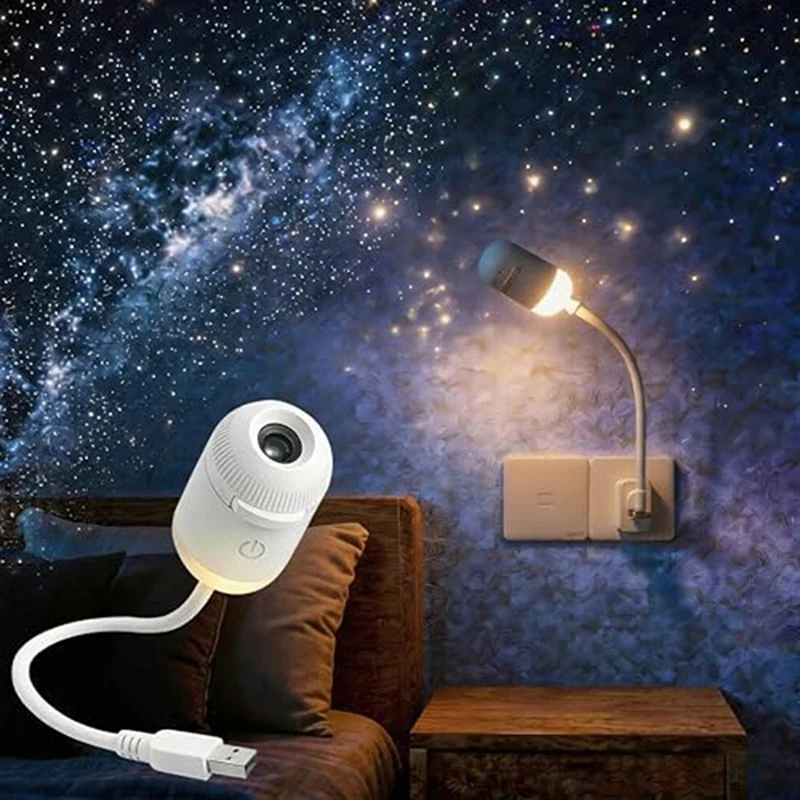 DT16 Star Projector Night Light 2-in-1 for Galaxy Projector with 24 Films 360° Rotation Touch Control USB for Bedroom Kids