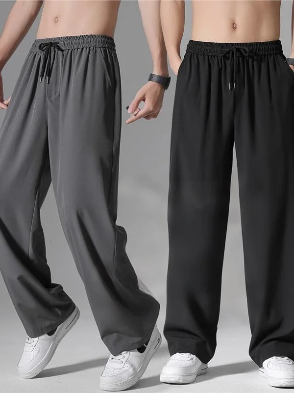 

Мужские летние брюки из ледяного шелка для защиты от солнца, свободные, дышащие, быстросохнущие, для работы и спорта, с охлаждающим эффектом, повседневные