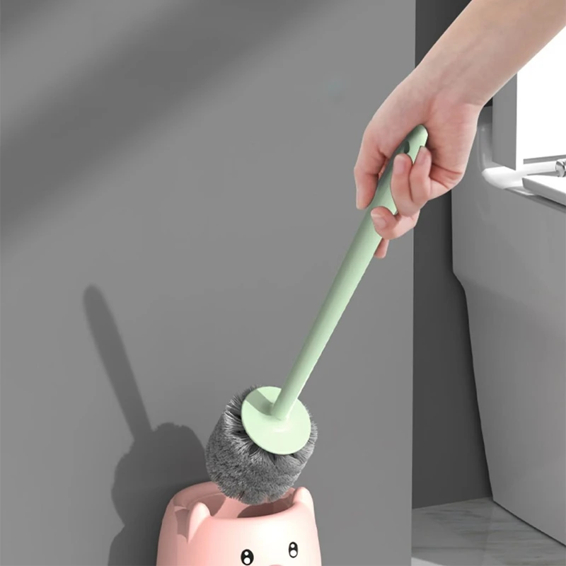 Compact Toilet Bowl Cleaning Brush Set Pink & Green Toilet Bowl Brush And Holder Wall-Mounted For Bathroom Deep Cleaning