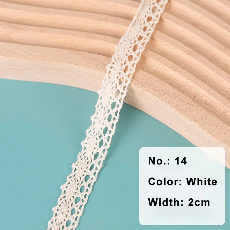2/5 m Baumwoll-Spitzenbesatz, Vintage-Spitzenband, gehäkelte Baumwollspitze, gewellter Rand, Weiß und Beige, zum Nähen, Basteln, Hochzeitsdekoration