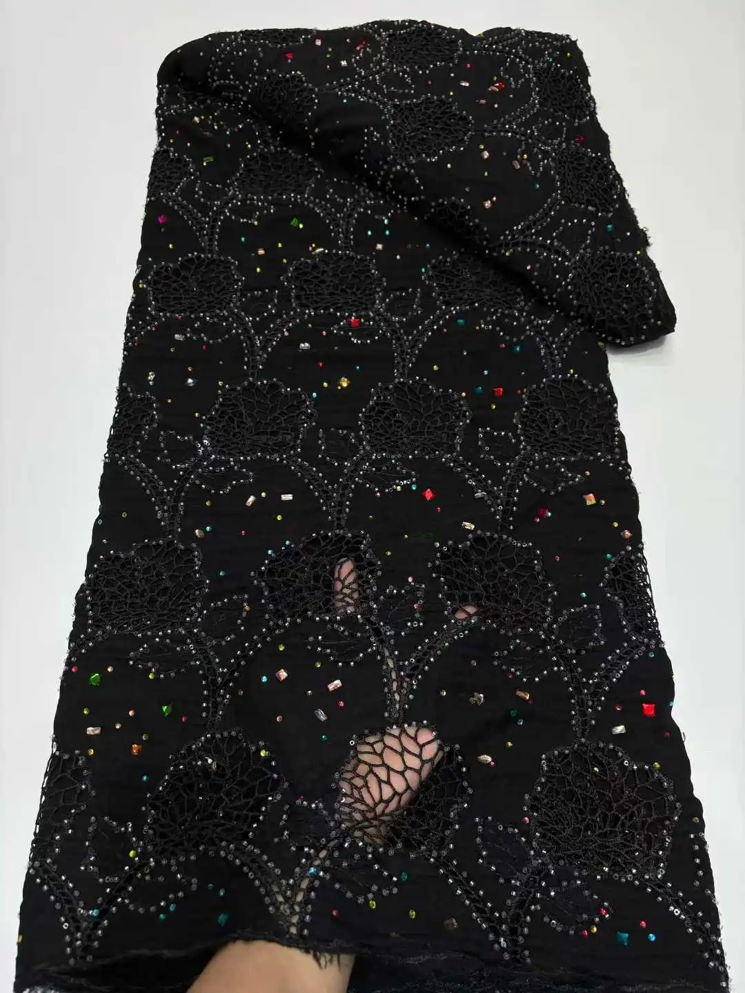 New Nigerian Stones Net Lace Fabric High Quality Lace African Tulle Material 5 Yards Net Tissu Fabric Sewing Party Dress