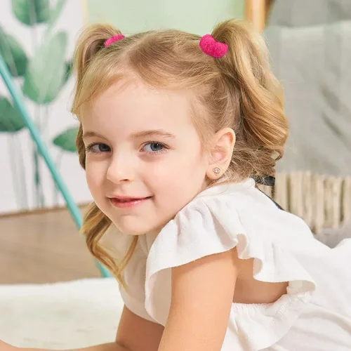 Imagen 2 del producto 20/50/100 Uds. Bandas elásticas para el cabello onduladas de rejilla de Color sólido para niños, bandas de goma para niñas, accesorios para el cabello bonitos y dulces para niños