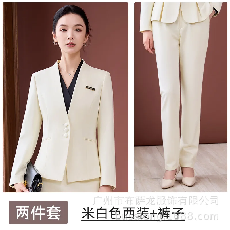 ชุดสูทกระโปรงผู้หญิงระดับไฮเอนด์สำหรับฤดูใบไม้ร่วงและฤดูหนาวปี 2025 ดีไซน์หรูหราสำหรับใส่ทำงาน สไตล์สลิมฟิต เหมาะสำหรับผู้บริหาร