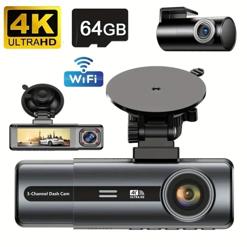

New 1440p WiFi Camera Dash Cam Dvr Car Black Box Car Camera 3 Channel Dash Cam