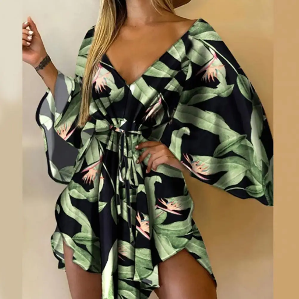 

Beautiful Mini Dress Casual Asymmetrical Hem Sexy Asymmetrical Hem Mini Dress Vacation Dress Skin-friendly