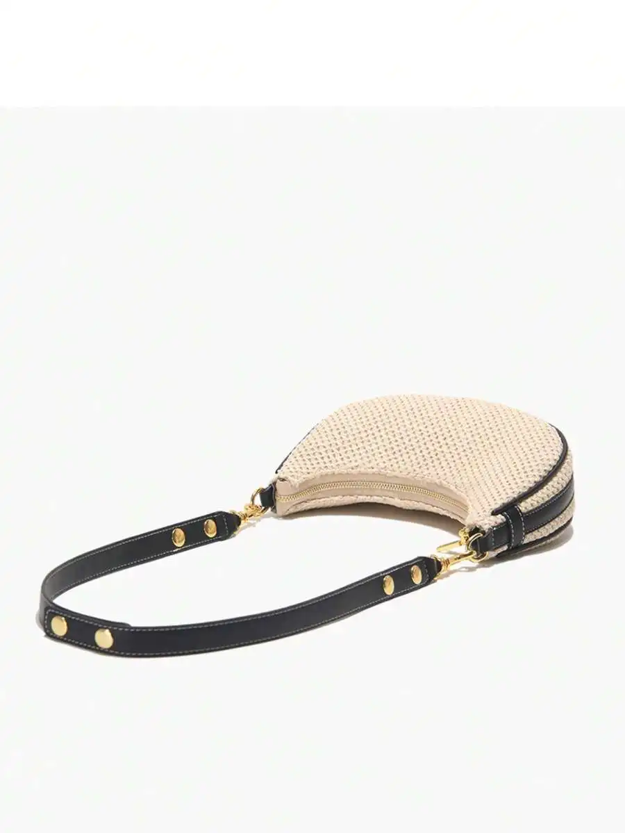 2026 New Straw Crescent Moon Bag, Korean Versatile Shoulder/Underarm Crossbody Bag For Women
