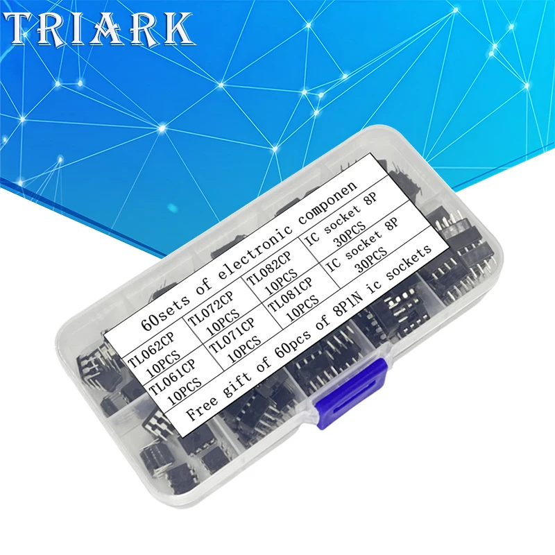60sets of electronic component combination BOX TL072CP TL072 DIP-8 TL072C TL062CP TL082CP TL061CP TL071CP TL081CP Free IC socket