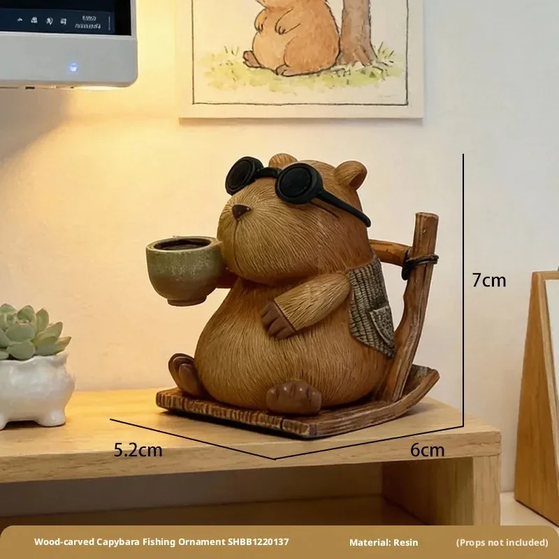 

Capybara Cute Animal Hand-Painted Resin Desk Ornament, Office Decor & Gift