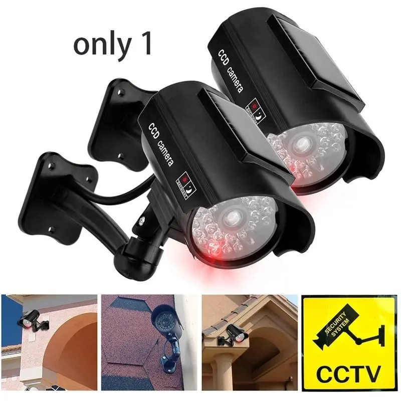 Stable Performance-Indoor Or Outdoor Use Dummy CCTV Camera Weatherproof Fake Surveillance For Flashing Red LED Light Security Sy