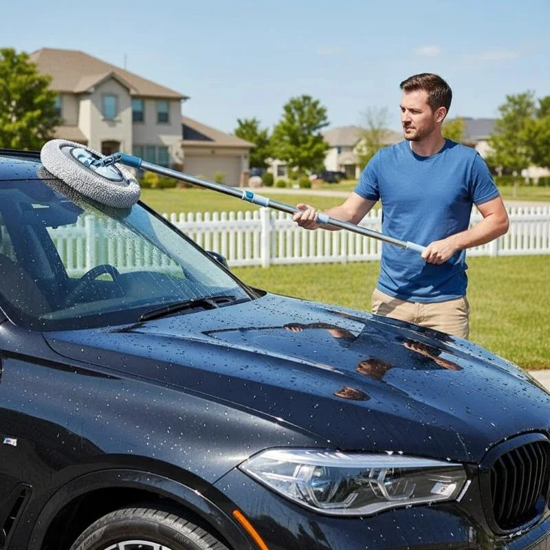Car Wash Mop Brush Telescoping Handle Extendable Soft Chenille Duster for Sedan RV Truck Exterior Interior Detailing