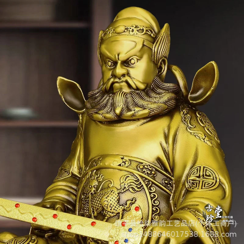 Brass Zhongkui Blessing Ornament Sitting on Coffin, Fortune Star, Home and Office Decoration, Celestial Master and Official Bles