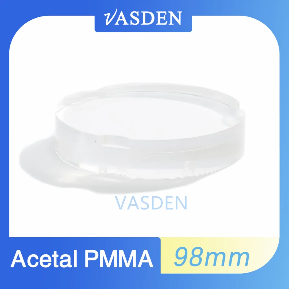 Clear Colors Flexible/Acetal PMMA Blank Dental Disc for Temperature Crown with High Tensile and Flexural Strength VASDEN  98mm