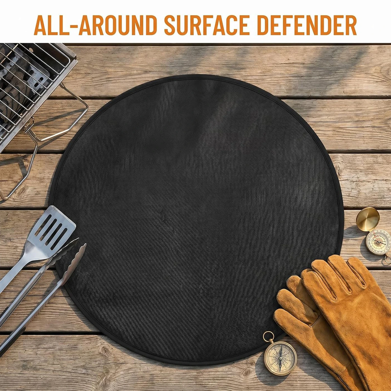 24 Inch Round Fireproof Mat Heat Insulated BBQ Grill Mats Fibreglass Silicone BBQ Mats for Decking Grass Patio Protector