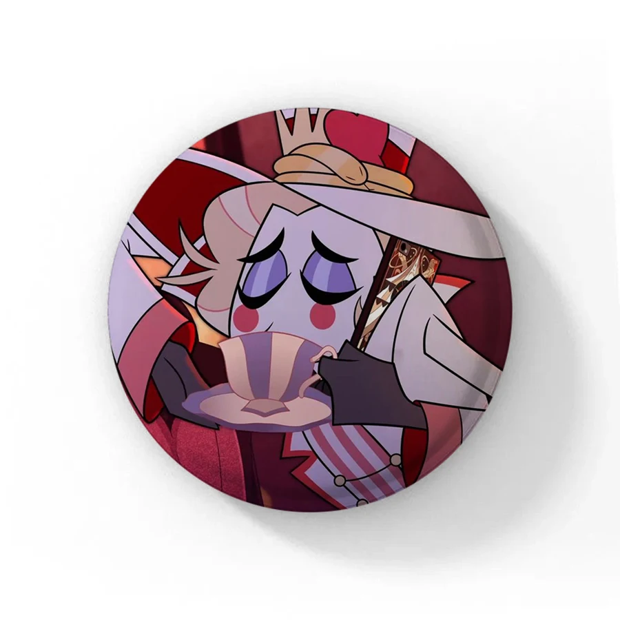 58 مللي متر اليدوية أنيمي هازبين زر دبوس الإبداعية متعة الكرتون Alastor Vox Husker شارة بروش حقيبة ديكور المشجعين جمع هدية