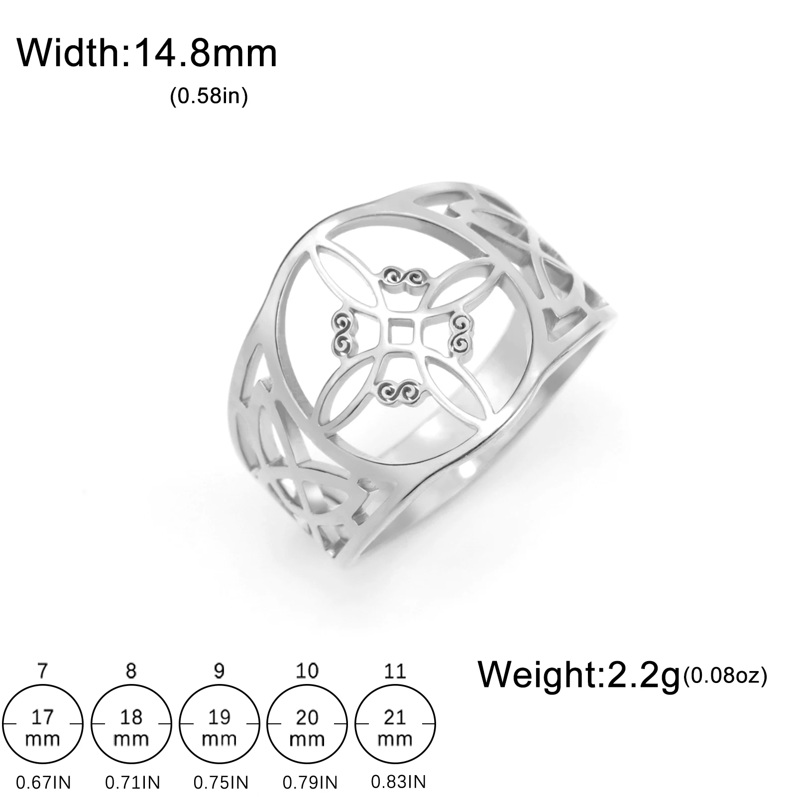 COOLTIME Hexenknoten-Ringe für Damen und Herren, Edelstahl, Vintage-Amulett, Fingerring, Hexerei, Celtics-Knoten-Schmuck, neu in – Detail 3