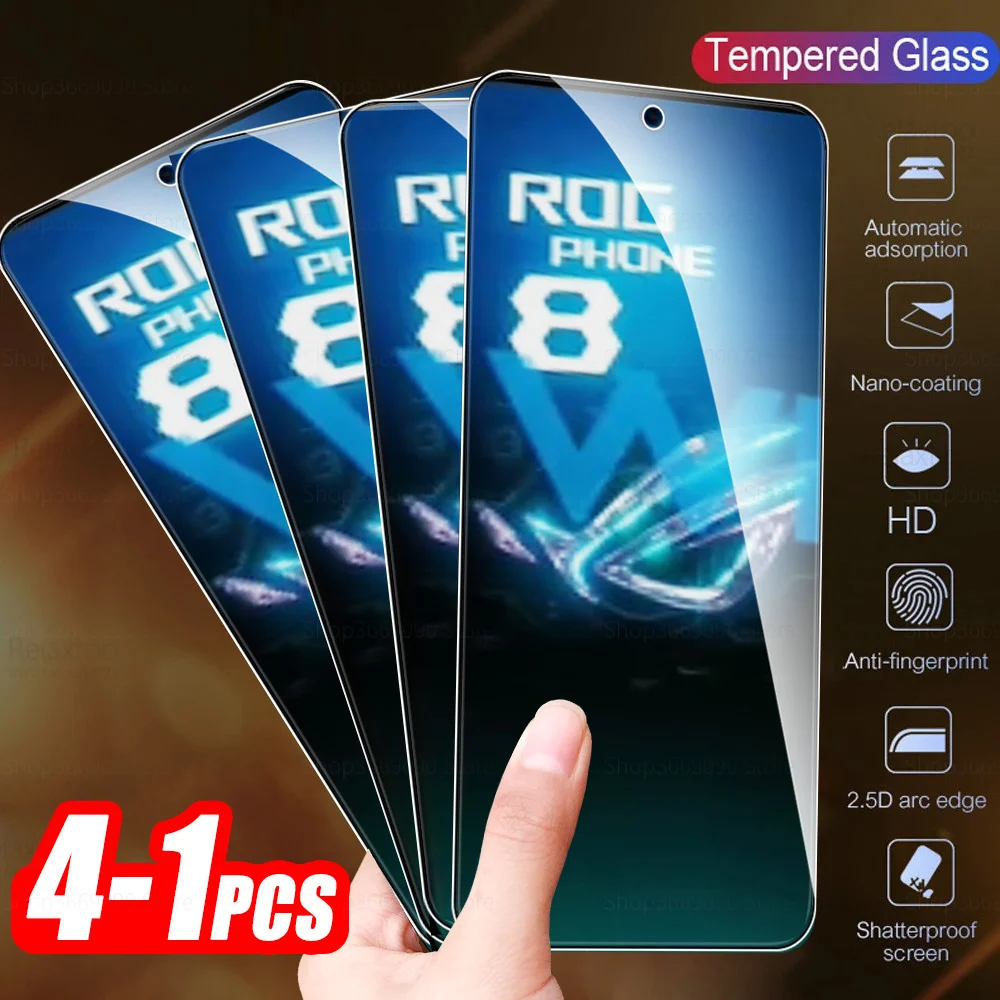 1-4Pcs Full Cover Tempered Glass For Asus ROG Phone 8 Pro Screen Protector ROG Phone 8 Phone8 Pro 8Pro 5G Armor Protective Film