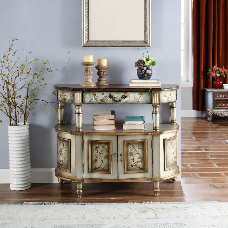 Semicircular Entrance Cabinet Champagne Color Luxury Aisle Corridor Table Bedroom Locker Factory Wholesale