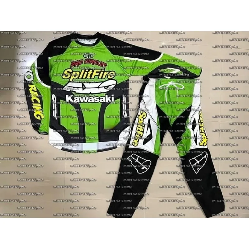 

2025 Kawasaki Off Road Motorcycle Clothing Motocross Jersey Long Sleeves and Pants Set MX Gear Set ATV Dirt Bike Suit Breathable