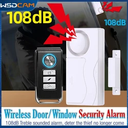 Wsdcam alarma de puerta y ventana con Control remoto, alarma de seguridad inteligente para el hogar con Sensor magnético, Detector de sirena inalámbrico