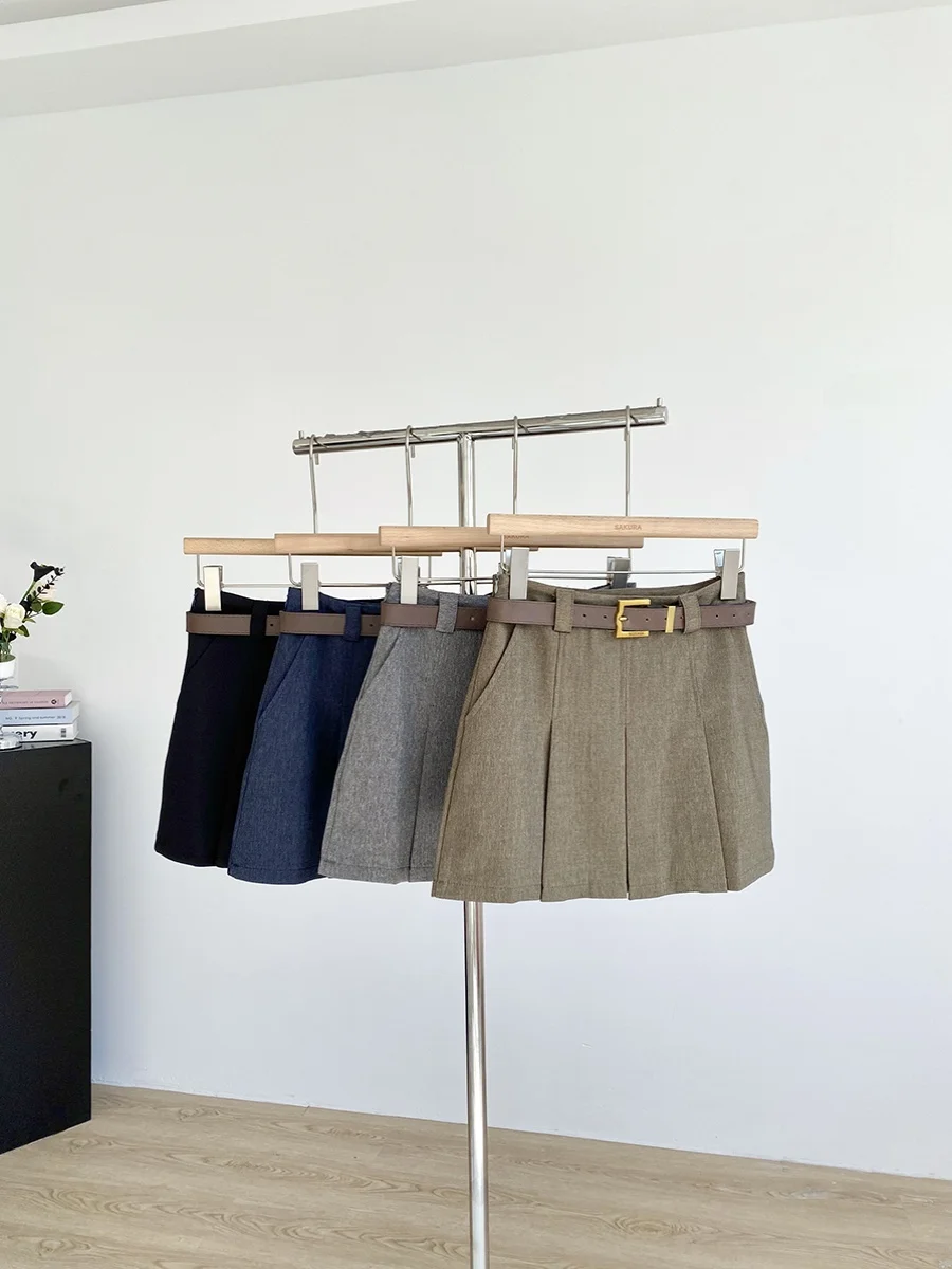 Khaki Anti-Light Casual Women's  Skirt Spring 2025 New Korean Style High Waist Simple Versatile Polyester Fiber Skirt