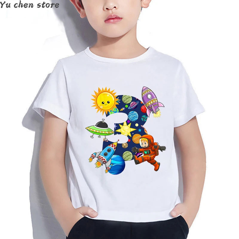 Funny Boys T-Shirts Astronaut Graphic Print 6 Year Old Gift Birthday Costume Summer Toddler Baby Tshirt Cute Girls T Shirt Tops