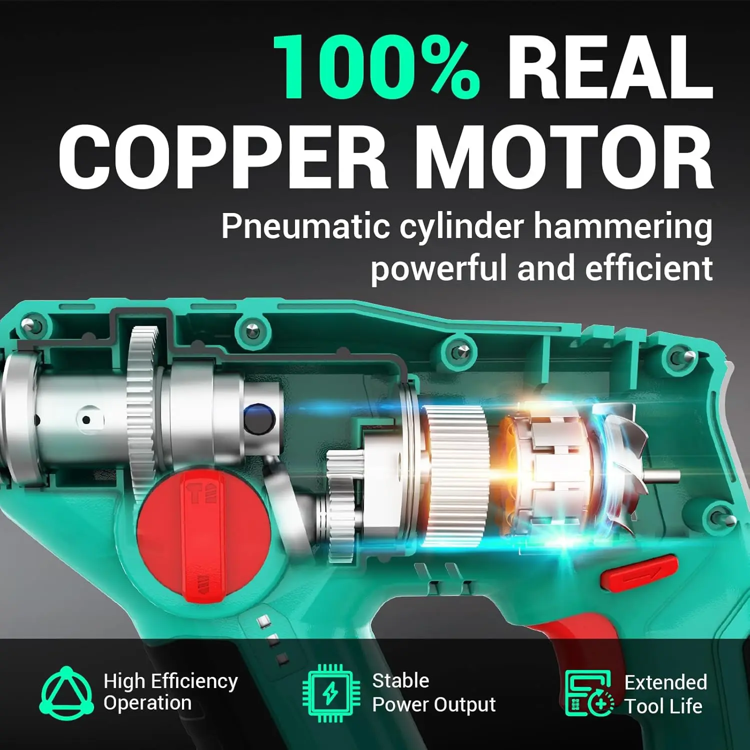 مجموعة مثقاب مطرقة SDS-Plus اللاسلكية 12 فولت، مثقاب متغير السرعة 3 في 1، بطارية 2 × 2.0 أمبير في الساعة، 0-900 دورة في الدقيقة/5600 BPM، ظرف 3/8 بوصة، 4 مثقاب ثنائي #4