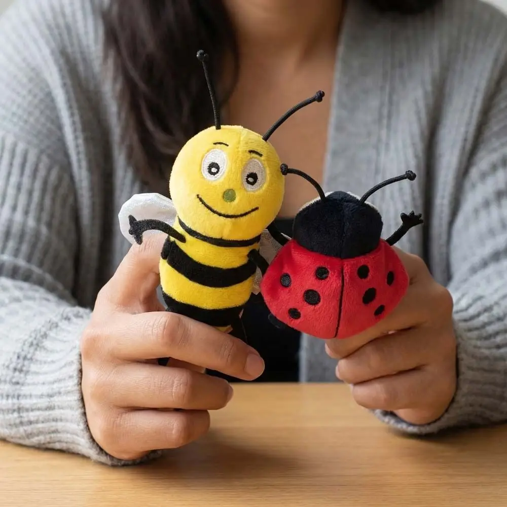 Role Play Animal Finger Puppets Storytelling Cartoon Insect Series Puppets 9cm Educational Butterfly Bee Puppets Teaching Shows