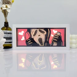 Horror Movie Series Paper Cut Shadow Box Light Halloween Remote control model multiple colors Gamer Bedroom