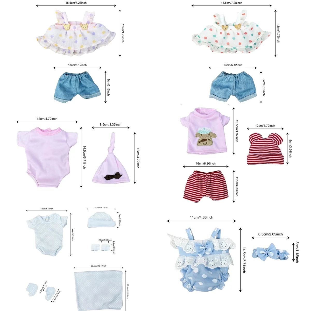 Set di vestiti per bambole alla moda, 6 stili adatti per bambole Bebe Reborn da 10 pollici, abiti fatti a mano, accessori per bambole