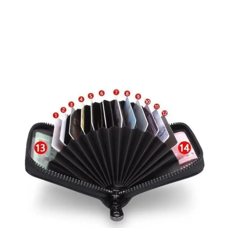 PU-Leder Kartenhalter für Damen und Herren, Kleine Reißverschluss-Geldbörse, Einfarbiger Münzbeutel, Mehrere Kartenfächer, Ausweis- und Kreditkartenetui – Detail 3