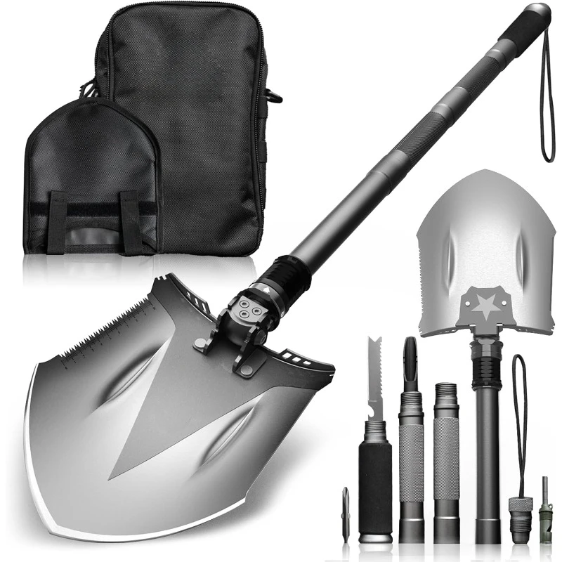 Shovel  Military Heavyduty Folding Compact Tool with 16-in-1 Multifunction for Off-Roading, Camping, Outdoor, Survivalist