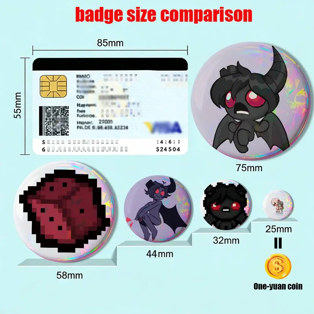 Demon Azazel Binding of Isaac 58mm 44mm Round Pins Creativity Printed Pictures Text Metal Lapel Badges Brooches Jewelry