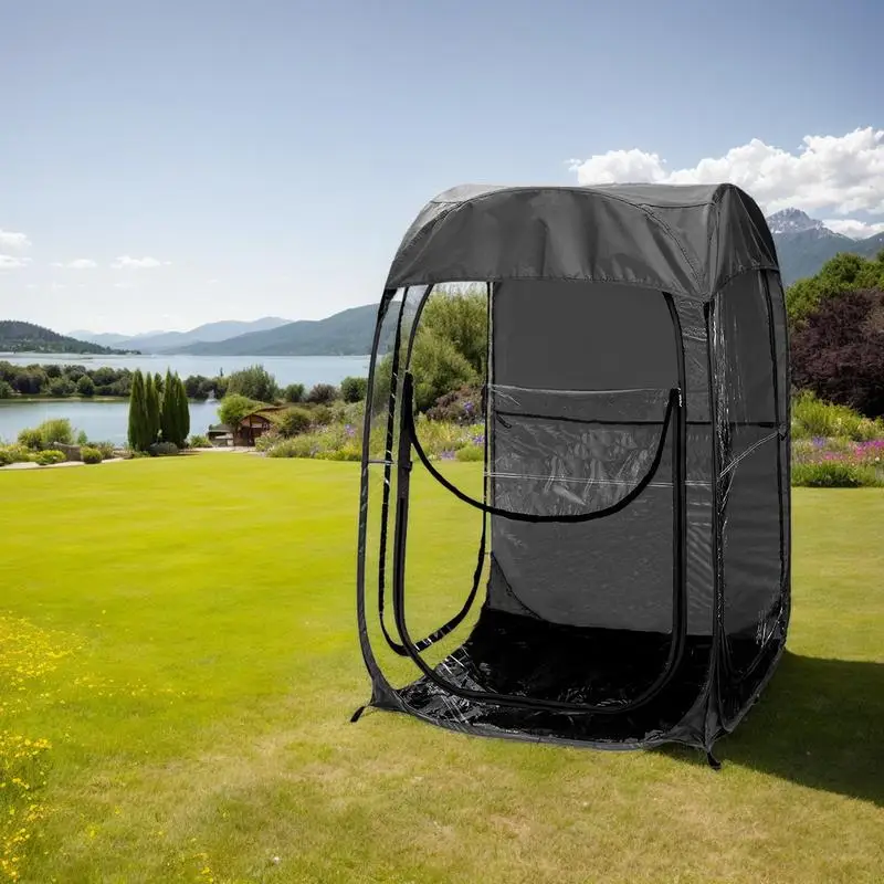 

Portable Pop-Up Sports Tent - Ideal Shelter for Outdoor Events, Fishing & Camping; Protects from Wind & Rain, Black Color